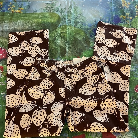 UO BDG '90s Mid-Rise Bootcut Jean in Brown, Strawberry Print, Size: 26, NWT - Picture 9 of 16